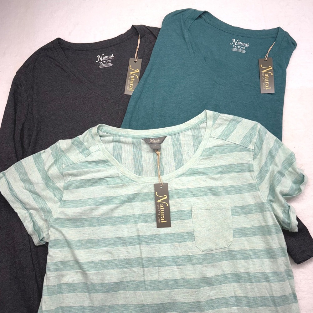 Natural Reflections Womens 1X Plus Size‎ Tops Lot 3 Long Sleeve and Short Sleeve